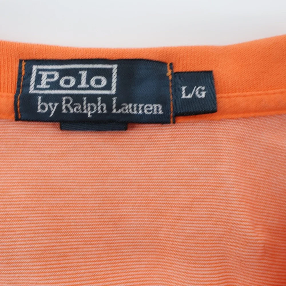 Polo Ralph Lauren Men's Orange Striped Short Sleeve Polo Shirt‎ Size Large